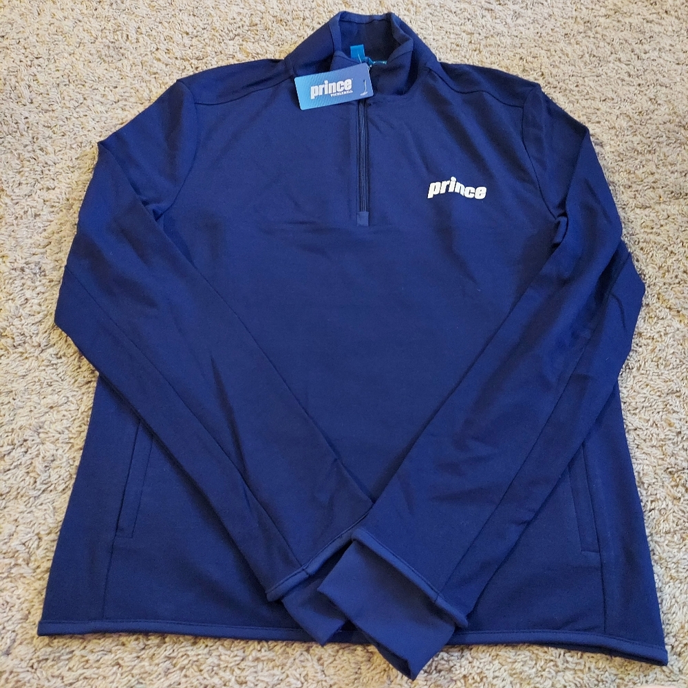 Prince Pickleball Men's Ponte 1/4 Zip Pullover - Navy Blue - Picture 2 of 4